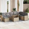 vidaXL Set Divano da Giardino 9 pz con Cuscini Beige in Polyrattan