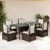vidaXL Set da Pranzo da Giardino 7pz con Cuscini in Polyrattan Marrone