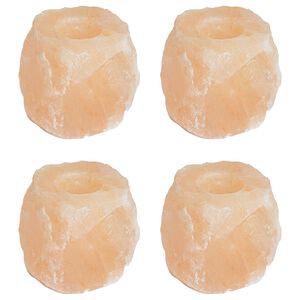 vidaXL Portacandele in pietra di sale 4 pz Rosa Sale Rock