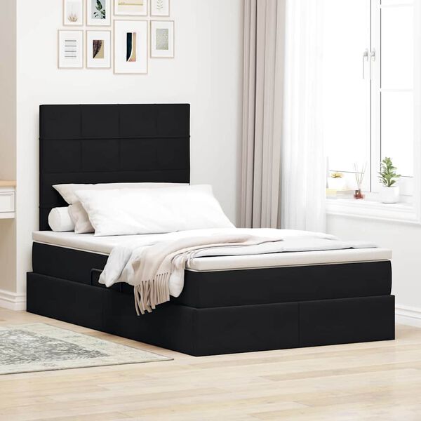 vidaXL Letto con contenitore e materasso Nero 120 x 190 cm Velluto