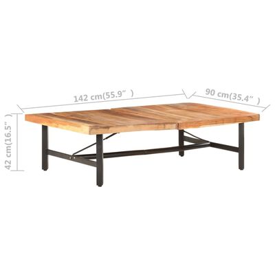 vidaXL Tavolino da Salotto in Legno Massello di Acacia 142x90x42 cm