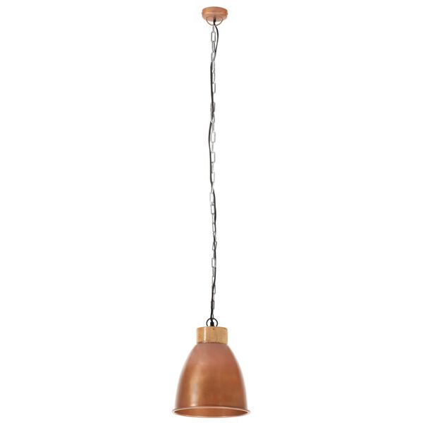 vidaXL Lampadario Industriale Rame Ferro e Legno Massello 23 cm E27