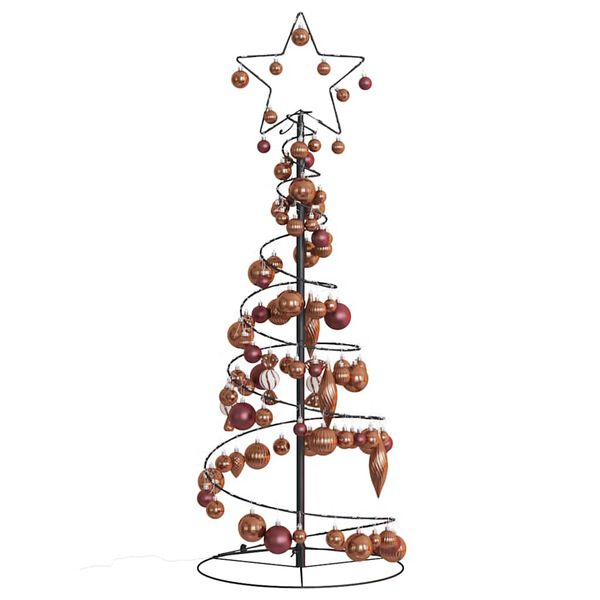 vidaXL Albero di Natale a LED con Palline 80 LED Bianco Caldo 120 cm