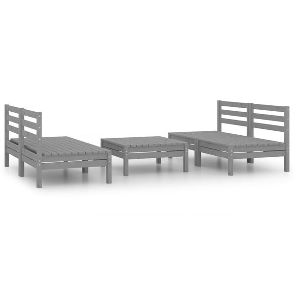 vidaXL Set Divani da Giardino 5 pz Grigio in Legno Massello di Pino