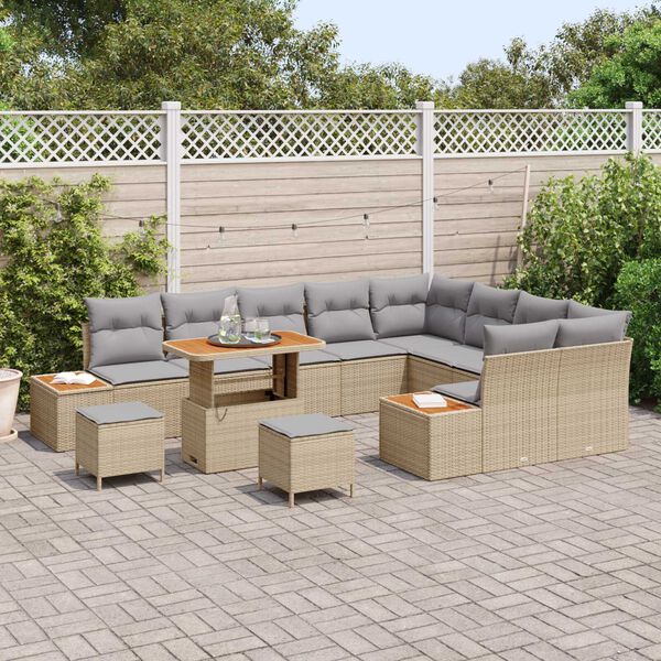 vidaXL Set Divano da Giardino 12 pcs Beige polyrattan