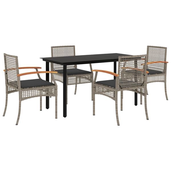 vidaXL Set da Pranzo da Giardino 5 pz con Cuscini in Polyrattan Grigio