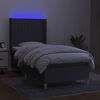 vidaXL Letto a Molle Materasso e LED Grigio Scuro 90x200 cm in Tessuto