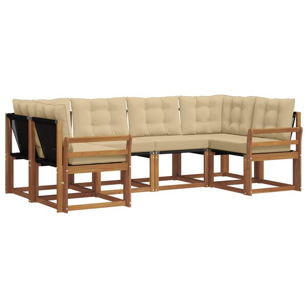 vidaXL Set di divani da esterno con cuscino 6 pcs Naturale e Beige