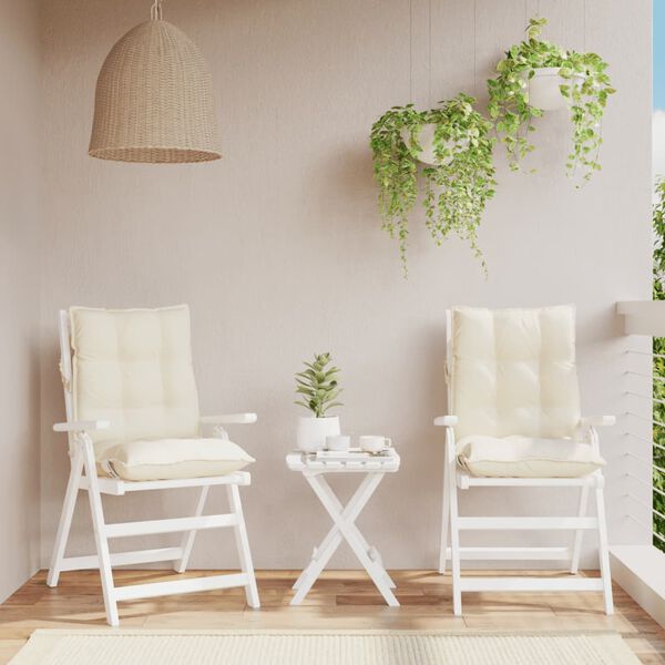 vidaXL Cuscini per Sedia Schienale Basso 2 pz Crema in Tessuto Oxford