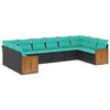 vidaXL Set Divani da Giardino 10 pz con Cuscini Nero in Polyrattan