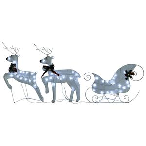 vidaXL Renne e Slitta di Natale Decorazione Esterni 60 LED Bianco