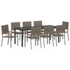 vidaXL Set da Pranzo per Giardino con cuscino 9 pcs Grigio polyrattan
