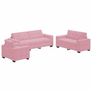 vidaXL Set di divani 3 pcs Rosa 221 x 80 x 80 cm Velluto