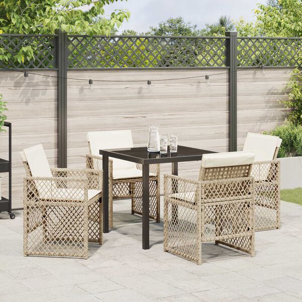 vidaXL Set da Pranzo per Giardino 5 pcs Beige polyrattan