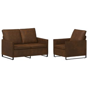 vidaXL Set di divani 2 pcs Marrone Tessuto scamosciato sintetico