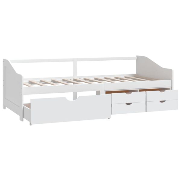 vidaXL Divano Letto 3 Posti con Cassetti Bianco Pino Massello 90x200cm