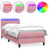 vidaXL Letto a Molle con Materasso e LED Rosa 90x220 cm Velluto
