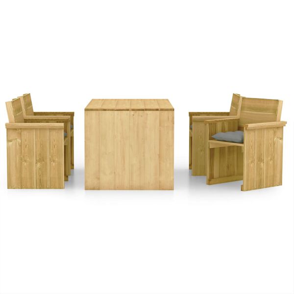 vidaXL Set Pranzo da Giardino 5pz con Cuscini Legno di Pino Impregnato