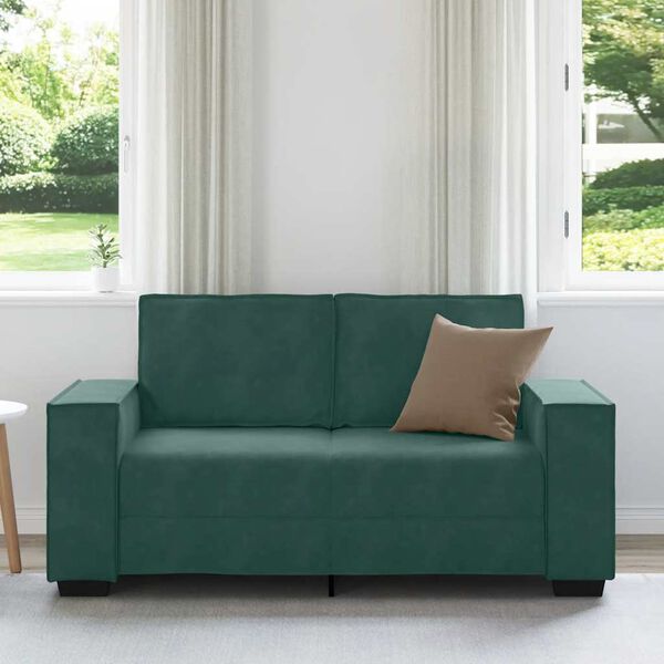 vidaXL Divano a 2 Posti Verde Scuro 160x78x84 cm in Velluto