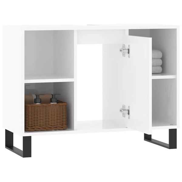 vidaXL Armadietto Bagno Bianco Lucido 80x33x60cm in Legno Multistrato