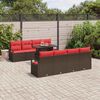 vidaXL Set Divano da Giardino 9 pcs Marrone e Rosso polyrattan