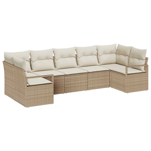 vidaXL Set di divani con cuscino 7 pcs Beige polyrattan