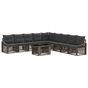 vidaXL Set Divano da Giardino 10 pz Grigio e Grigio Scuro polyrattan