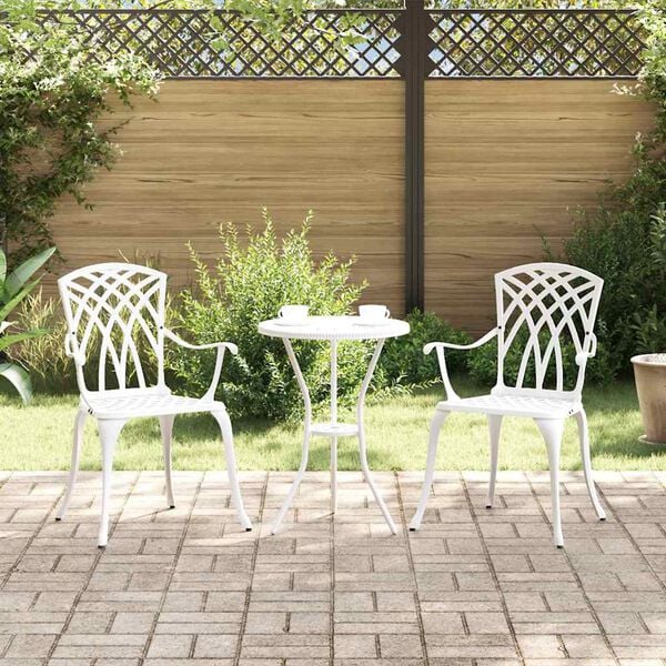 vidaXL Sedia da Giardino 2 pcs Bianco 53 x 51 x 88,5cm Alluminio