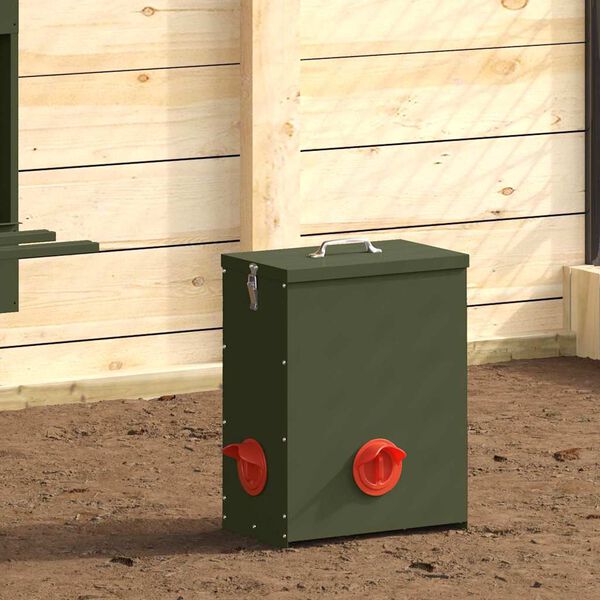 vidaXL Feeder per pollo 2 pcs Verde oliva 32,5 x 20,5 x 43 cm