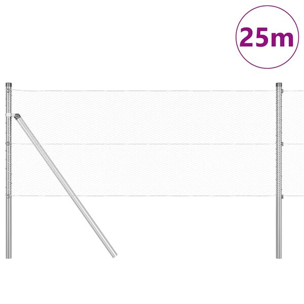 vidaXL Palo della recinzione Argento 25 x 0,6 m (rete da 13 mm)