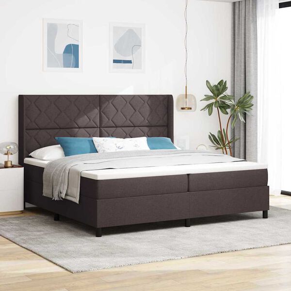 vidaXL Letto a Sorgente LED Marrone Scuro 200 x 200 cm Tessuto