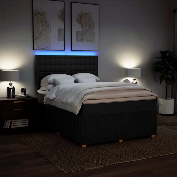 vidaXL Giroletto a Molle con Materasso Nero 160x200 cm in Tessuto