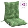vidaXL Cuscini Sedia Schienale Basso 6 pz Motivo Foglie Tessuto Oxford