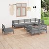 vidaXL Set Salotto da Giardino 9 pz in Legno Massello di Pino Grigio