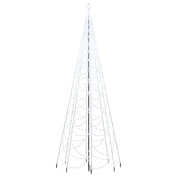 vidaXL Albero di Natale con Palo in Metallo 500 LED Bianco Freddo 5 m
