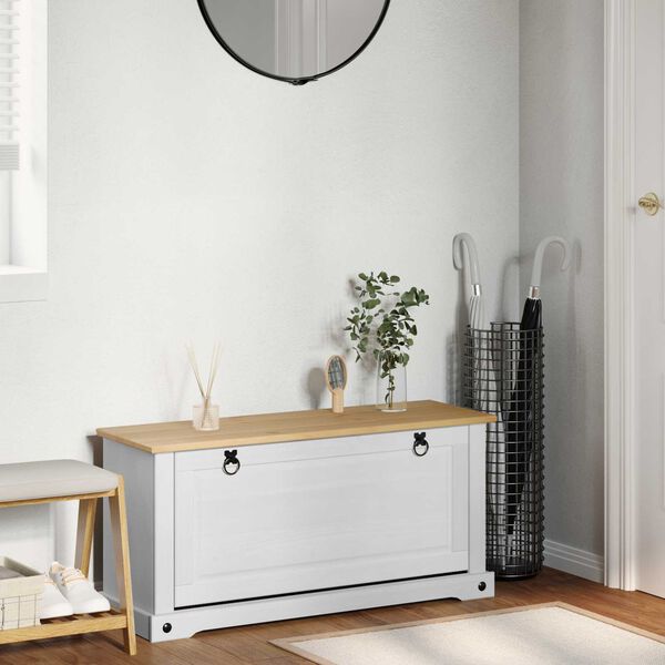 vidaXL Mobile per scarpe Corona Bianco 99 x 32 x 49 cm Pino massello