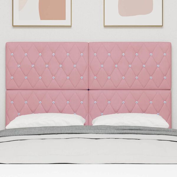 vidaXL Testiera LED con luci a strisce a LED Rosa 144 cm Poliestere