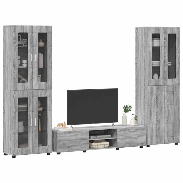 vidaXL Set mobile TV con porta FLORIN Grigio Sonoma Legno multistrato