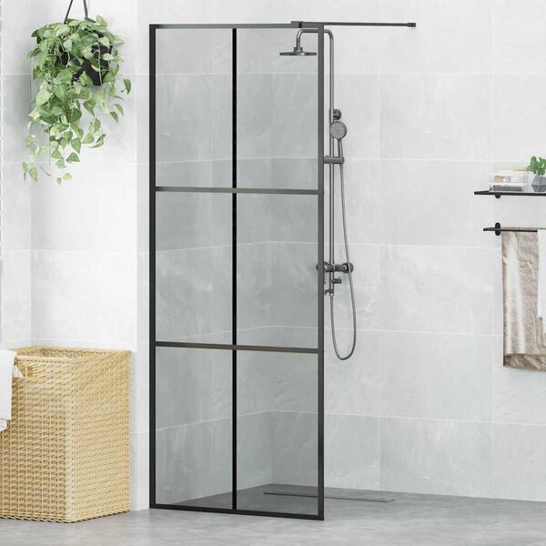 vidaXL Parete Doccia Walk-in Nero 80 x 195 cm vetro temperato