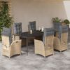 vidaXL Set da Pranzo da Giardino 7 pz con Cuscini Beige in Polyrattan
