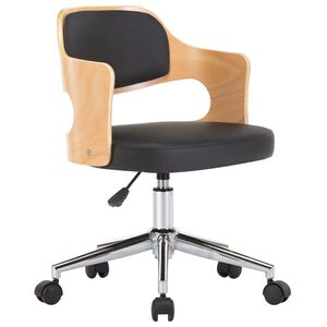 vidaXL Sedia da Ufficio Girevole Nera in Legno Piegato e Similpelle