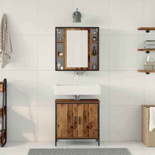 vidaXL Set di mobili per il bagno 2 pcs Marrone Legno multistrato