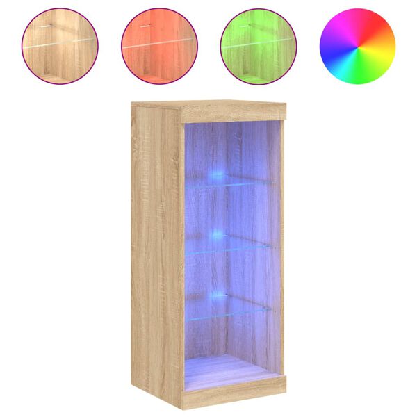 vidaXL Credenza con Luci LED Rovere Sonoma 41x37x100 cm