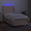 vidaXL Letto a Molle con Materasso e LED Crema 90x200 cm in Tessuto