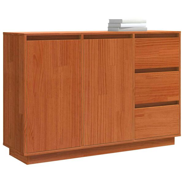 vidaXL Credenza Rovere Marrone 111 x 34 x 75 cm Pino massello