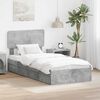 vidaXL Letto con Contenitore con testiera Grigio cemento 90 x 200 cm