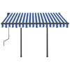 vidaXL Tenda da Sole Retrattile Manuale con Pali 3x2,5 m Blu e Bianca