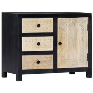 vidaXL Credenza Intagliata a Mano Grigio 75x35x60 cm Massello di Mango