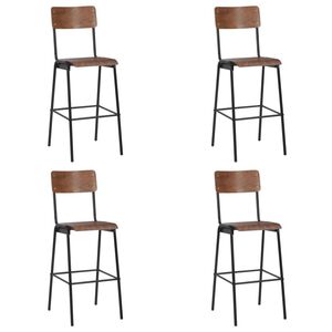 vidaXL Sedie da Bar 4 pz in Compensato Solido e Acciaio