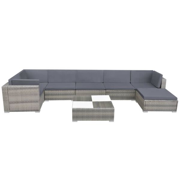 vidaXL Set Divani da Giardino 8 pz con Cuscini in Polyrattan Grigio